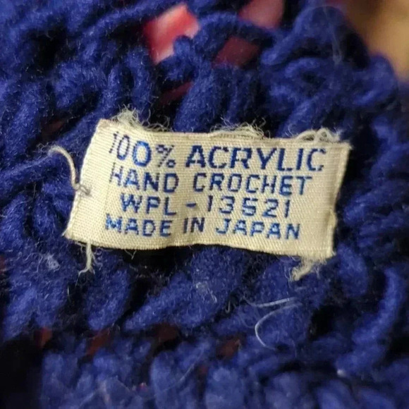 Vintage 60s Hand Crochet Knit Slouchy Pom Beret - Picture 5 of 5